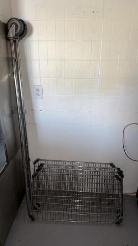 Commercial Wire Shelving Unit with Casters for Parts (Missing 1 Pole & Caster)