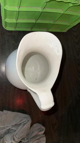 Large Victorian Ironstone England White Water Pitcher - 2