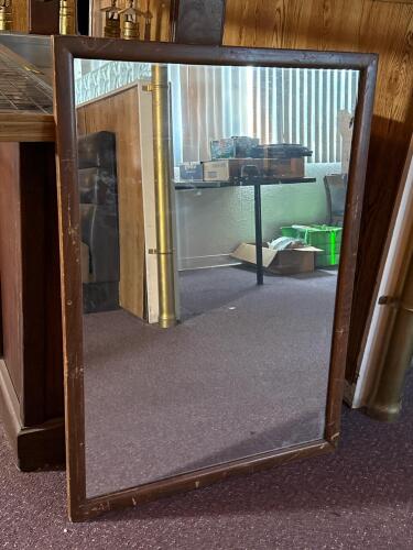 Vintage Rectangular Wood Framed Wall Mirror