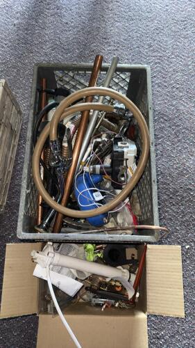 Mixed Plumbing Parts Lot: Icon System Controller, Hoses, Valves, Copper Pipe, Faucet, 2 Boxes