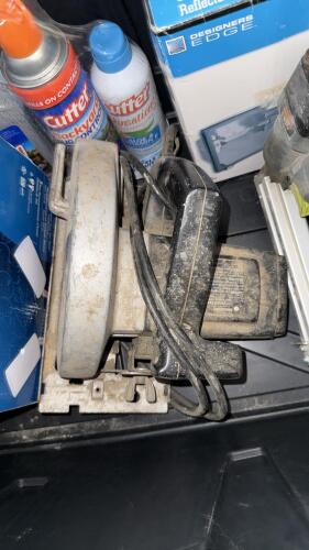 Black & Decker Circular Saw, Speco PA Horn, Lighting, Nail Gun, Air Pump, Mixed Garage Lot - 2