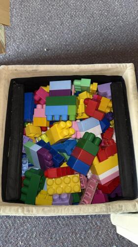 Mega Bloks First Builders Large Blocks, 16" Storage Ottoman, Mixed Colors