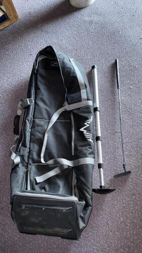 Himal Golf Travel Bag with Wheels & Blade Heel-Toe Weighted Putter &ndash; Full Set Size, Soft Cover