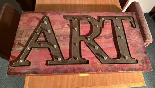 30" x 16" Rustic "ART" Marquee Wall Sign with LED Lights