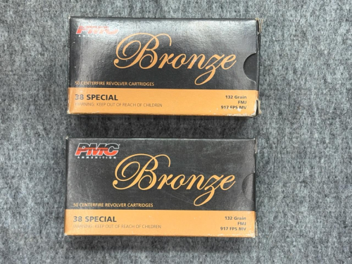 PMC Bronze .38 Special 132gr FMJ Ammo, 75 Rounds, Brass Case